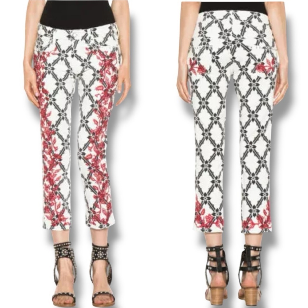 Slim-Sation by Multiples Size 8 Pull on English Floral Embroidered Pants